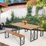 Juego de mesa de comedor para patio exterior de 6 personas con orificio para sombrilla de 2 pulgadas