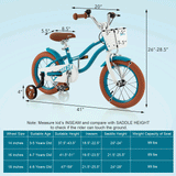 Bicicleta Infantil de 14 Pulgadas con Ruedas de Entrenamiento Desmontables y Cesta - Azul