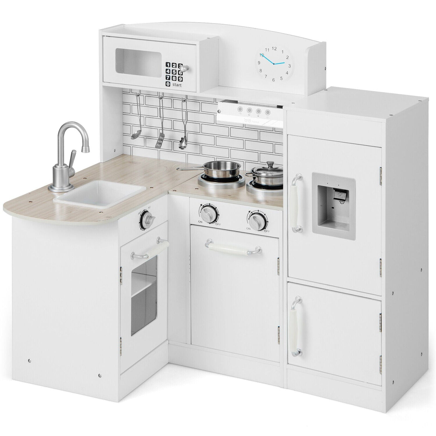 Juego de cocina infantil Conor, juguete de cocina con microondas y horno realistas, color blanco