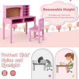 Kids Desk and Chair Set with Hutch and Bulletin Board for 3+ Kids