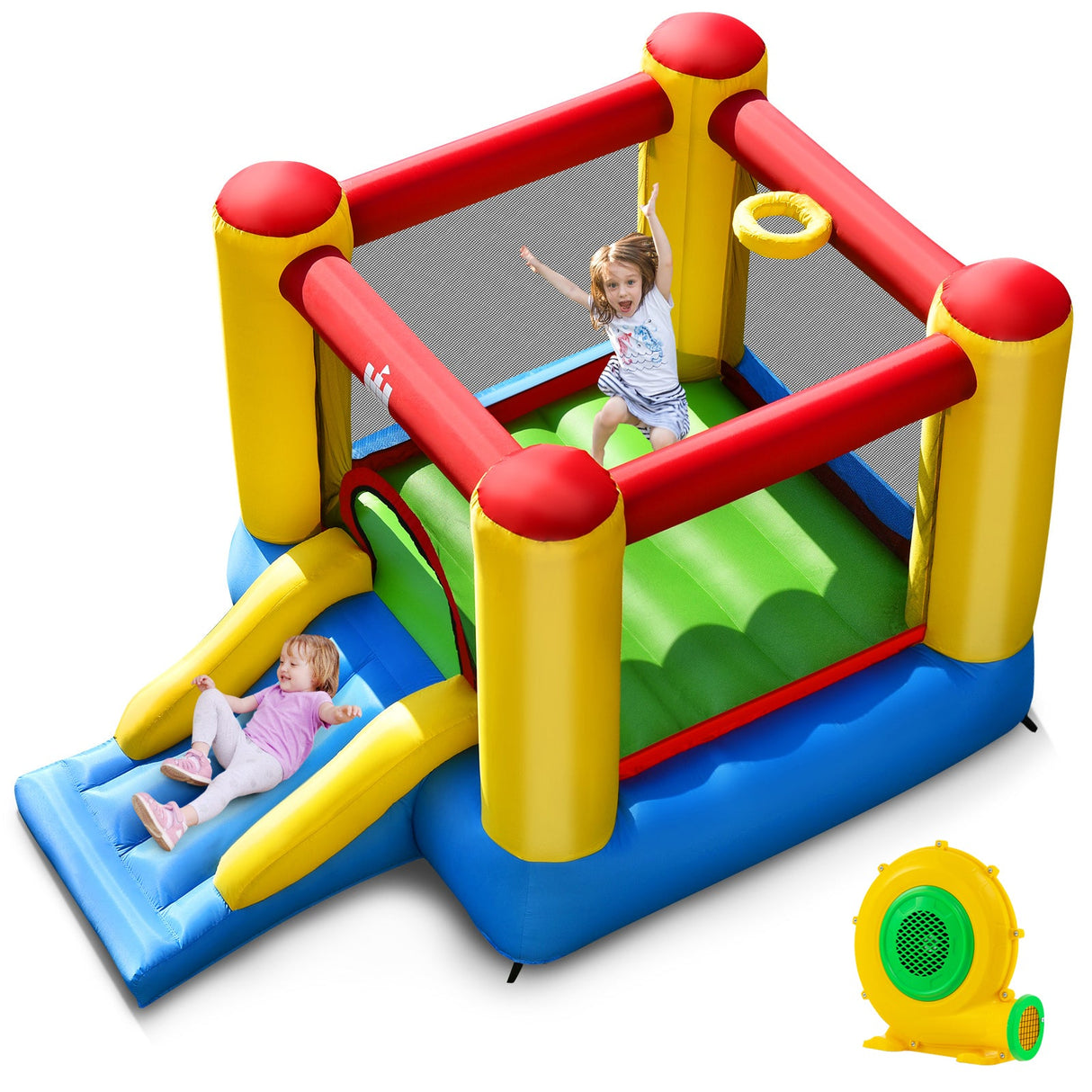 Castillo hinchable infantil con tobogán y soplador de 480 W