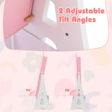 Kids Jewelry Cabinet with Full-Length Mirror and Foldable Drawer-Pink