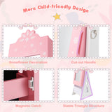 Kids Jewelry Cabinet with Full-Length Mirror and Foldable Drawer-Pink