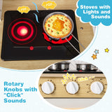 Juego de cocina infantil con luces, sonidos, microondas, hornillas, fregadero, horno y accesorios de cocina - Blanco