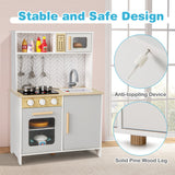 Juego de cocina infantil con luces, sonidos, microondas, hornillas, fregadero, horno y accesorios de cocina - Blanco