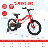 Bicicleta infantil de 18 pulgadas con luces LED, de acero al carbono ajustable para niños de 4 a 8 años - 18 pulgadas