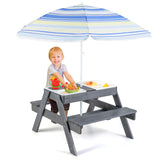 Juego de Mesa de Picnic para Niños con 3 Contenedores Extraíbles-Gris