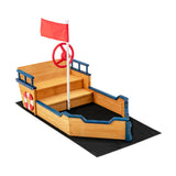 Barco Pirata de Madera Arenero para Niños Juego Exterior