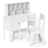 Kids Study Desk and Chair Set with Chair Hutch and Storage Cabinet for 3+ Years Old