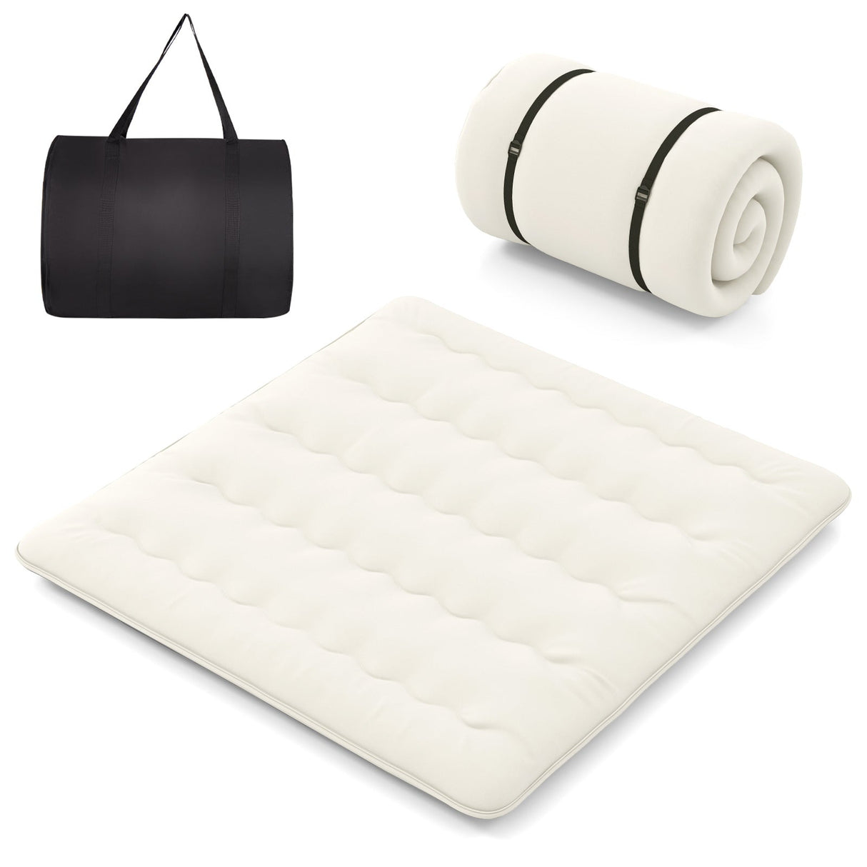 Colchón/Colchoneta para Futón de Piso con Funda Lavable Tamaño Queen/King/Twin/Full Beige