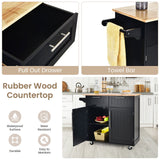 Heavy Duty Rolling Kitchen Cart with Tower Holder and Drawer