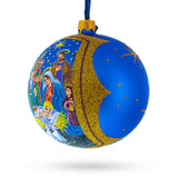 Sacred Nativity Gathering Glass Ball Christmas Ornament 4 Inches