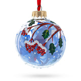 Cardinal Winter Scene Glass Ball Christmas Ornament  3.25 Inches