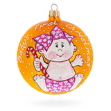 Girl with Candy Cane Glass Ball Baby's First Christmas Ornament 4 Inches