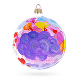 Sleeping Baby Girl on Clouds Pink Ball with Hearts Glass Ball Christmas Ornament 4 Inches