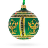 1912 Napoleonic Royal Green Glass Ball Christmas Ornament 3.25 Inches