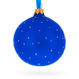 Winter Wonderland Skiing Blue Glass Ball Christmas Ornament 3.25 Inches