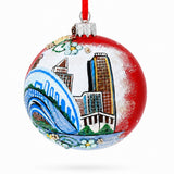 Chicago Cityscape Reflections Glass Ball Christmas Ornament 3.25 Inches