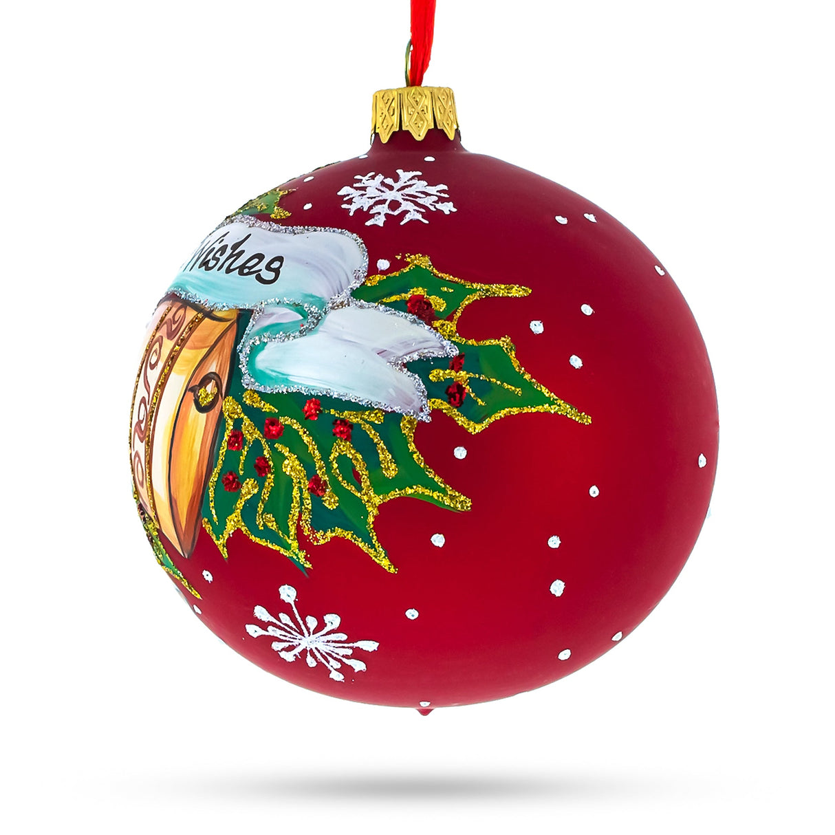 Three Bells Glass Ball Christmas Ornament 4 Inches