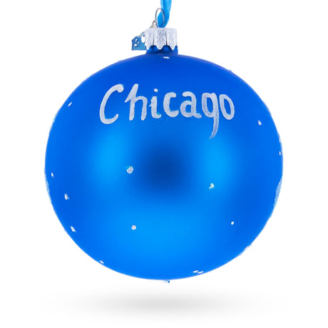 Buckingham Fountain, Chicago, Illinois Glass Ball Christmas Ornament 4 Inches