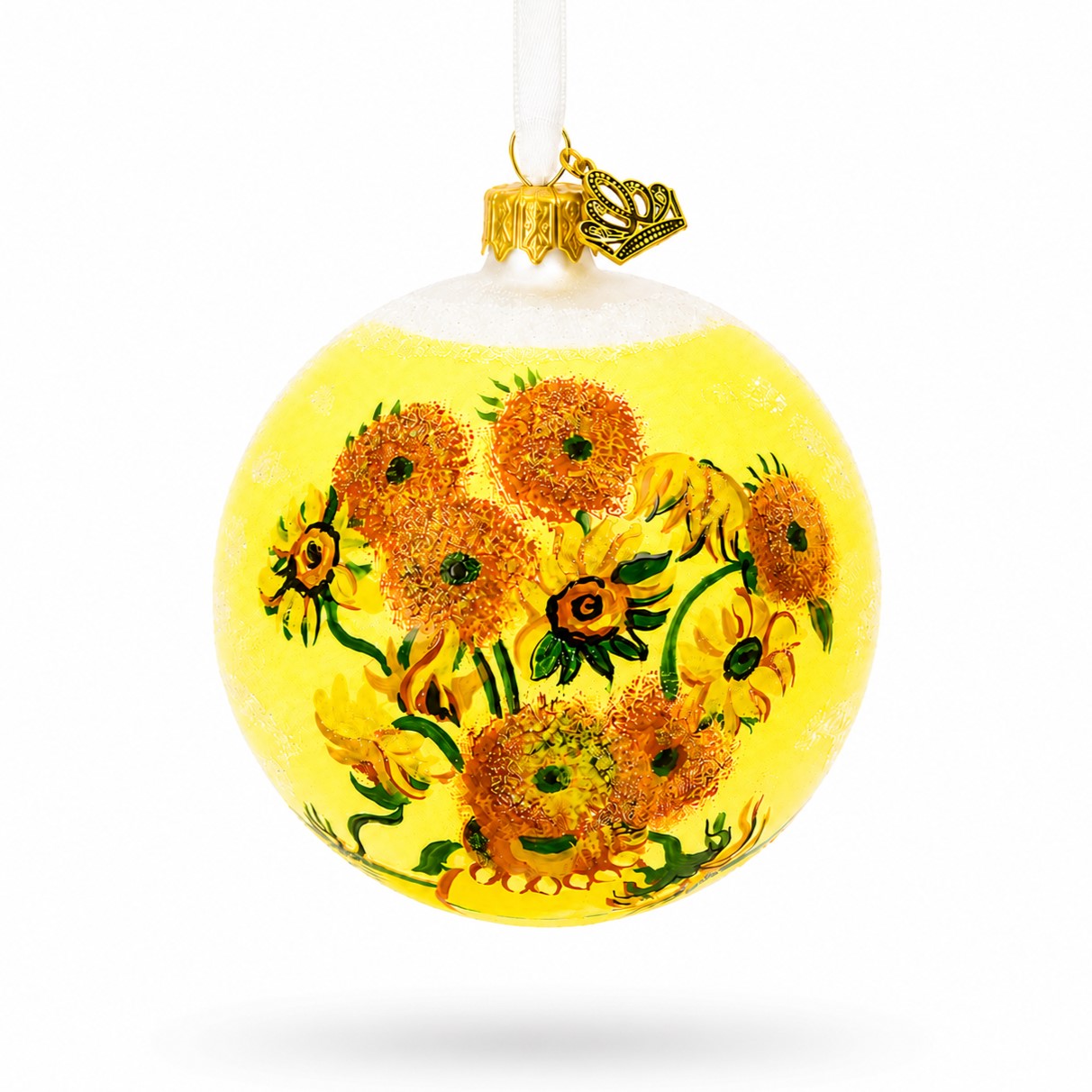 1887 'Sunflowers' by Vincent Van Gogh Glass Ball Christmas Ornament 4 Inches