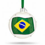 Flag of Brazil Glass Ball Christmas Ornament 3.25 Inches