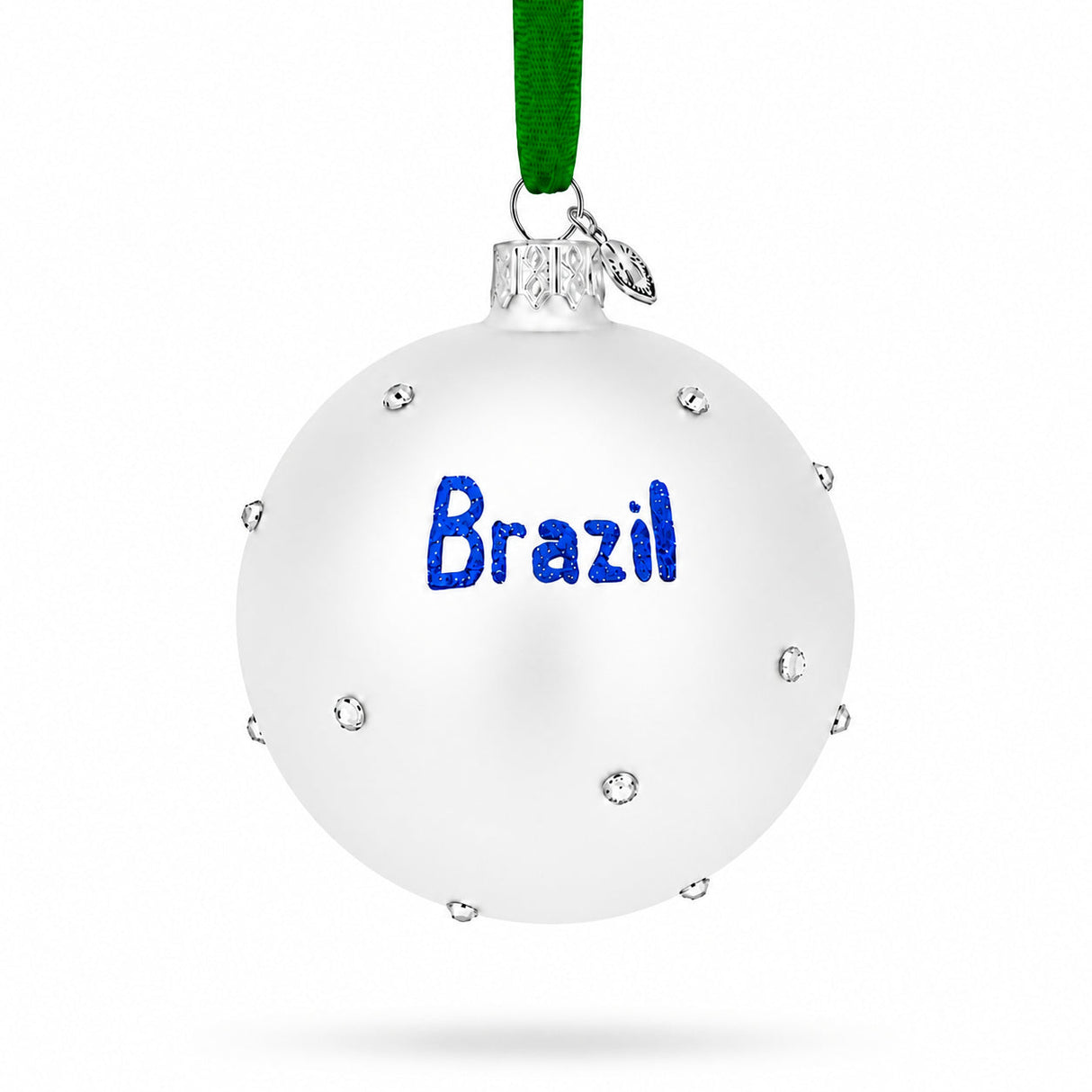Flag of Brazil Glass Ball Christmas Ornament 3.25 Inches