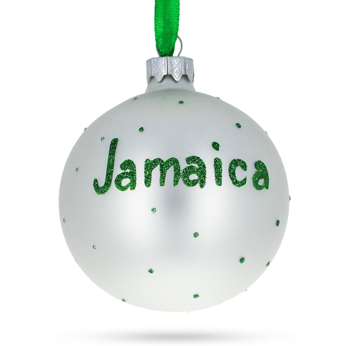 Flag of Jamaica Glass Ball Christmas Ornament 3.25 Inches