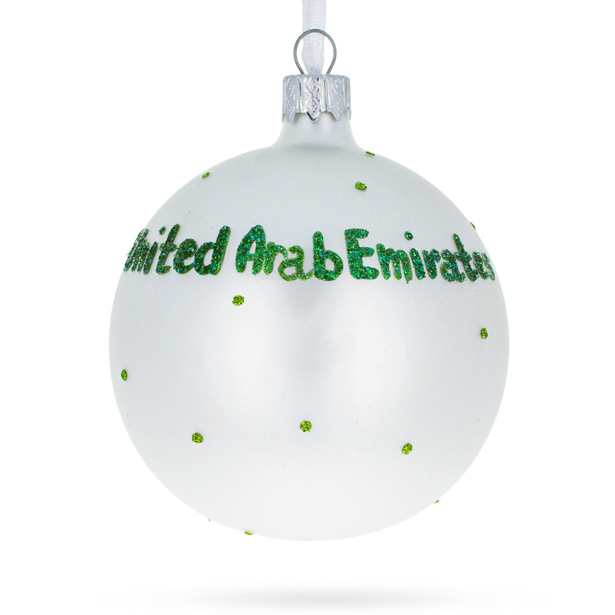 Flag of United Arab Emirates Glass Ball Christmas Ornament 3.25 Inches