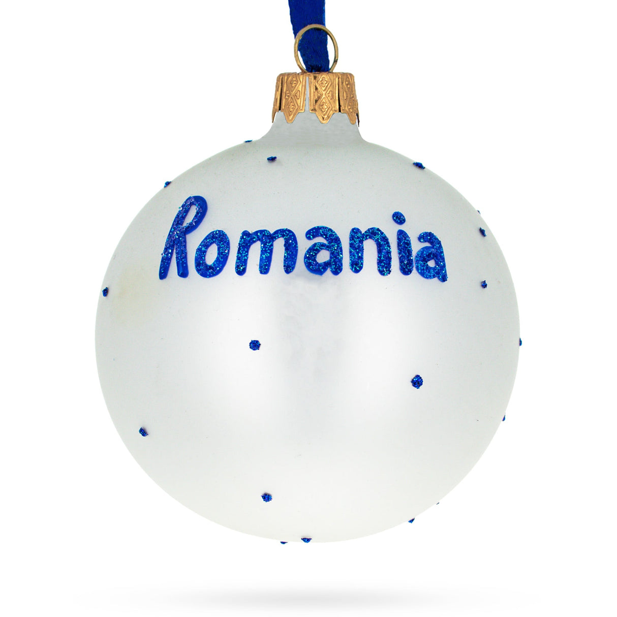 Flag of Romania Glass Ball Christmas Ornament 3.25 Inches