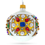 French Couturier-Inspired Bejeweled Elegance Glass Ball Christmas Ornament 3.25 Inches