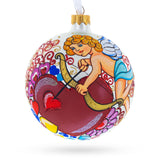 Cupid with Bow and Heart Glass Ball Christmas Ornament 4 Inches
