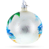 Santa Hat Relaxing at Beach Glass Ball Christmas Ornament 4 Inches