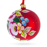 Roses Bouquet Glass Ball Christmas Ornament 4 Inches