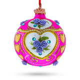 Roses on Pink Glass Ball Christmas Ornament 3.25 Inches