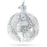 Snow Swirls on White Glass Ball Christmas Ornament 3.25 Inches