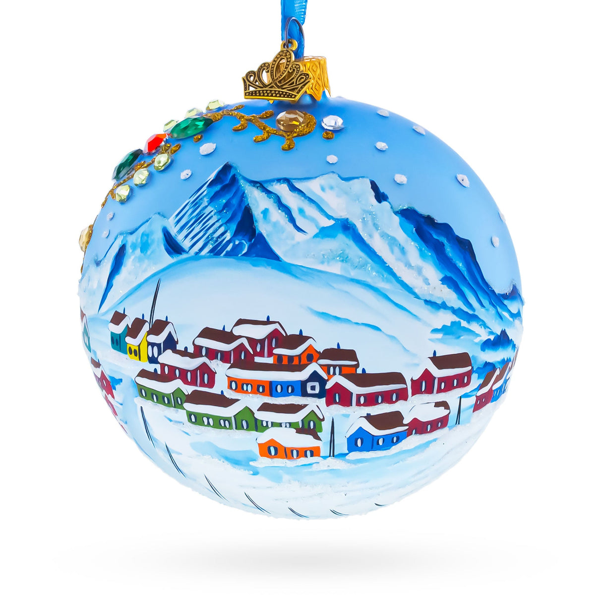 Greenland's Northern Lights Glass Ball Christmas Ornament