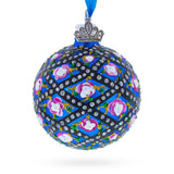 1907 Rose Trellis Royal Green Glass Ball Christmas Ornament 2.4 Inches