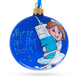 Medical Professional Nurse with Syringe Glass Ball Christmas Ornament 3.25 Inches