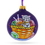 Kitten with Yarn Balls Glass Christmas Ornament 3.25 Inches