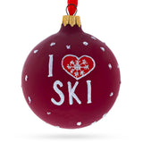 I Love to Skiing Glass Ball Christmas Ornament 3.25 Inches