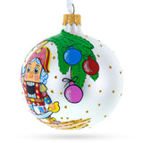 Nutcracker and Christmas Tree Glass Ball Ornament 3.25 Inches