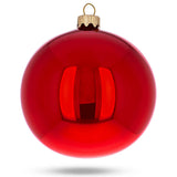 Set of 4 Glossy Red Glass Ball Christmas Ornaments 4 Inches