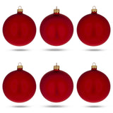 Set of 6 Matte Red Glass Ball Christmas Ornaments 3.25 Inches