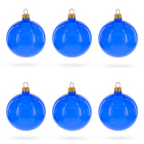 Set of 6 Translucent Glossy Blue Glass Ball Christmas Ornaments 3.25 Inches