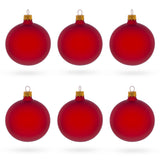 Set of 6 Translucent Red Glass Ball Christmas Ornaments 3.25 Inches