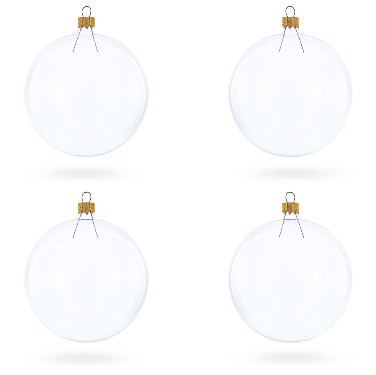 Set of 4 Clear Glass Ball Christmas Ornaments DIY Craft 4 Inches