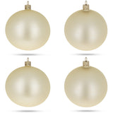 Set of 4 Beige Glass Ball Christmas Ornaments 4 Inches
