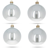 Set of 4 Glossy White Glass Ball Christmas Ornaments 4 Inches