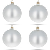 Set of 4 Matte White Glass Ball Christmas Ornaments 4 Inches
